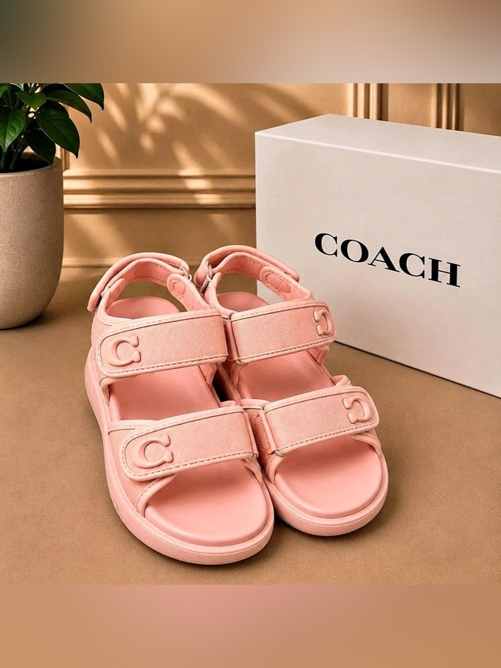 Coach Brynn Sandal In Signature Canvas Pink Sandals
